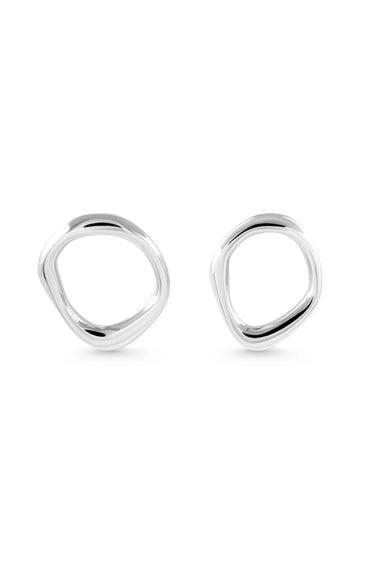 EPIPHANY Earrings. Irregular shaped hoop earrings, silver, handmade, hypoallergenic, water-resistant